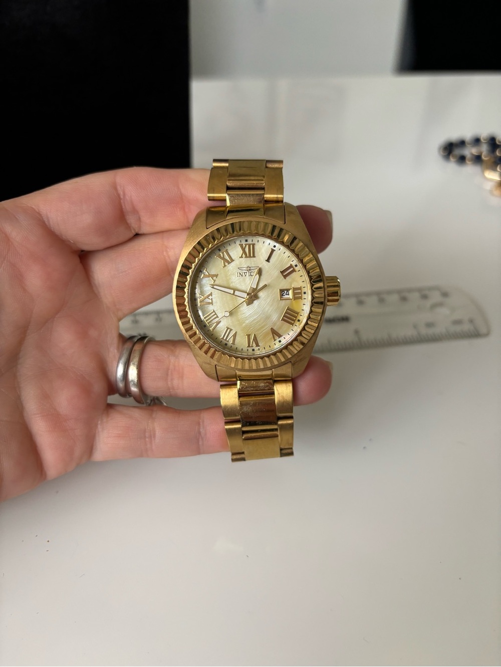 Invicta Women's Gold Tone Bracelet Watch with Champagne Dial
